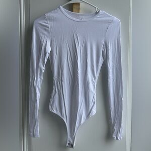 Hollister White Fitted Bodysuit with Long Sleeves